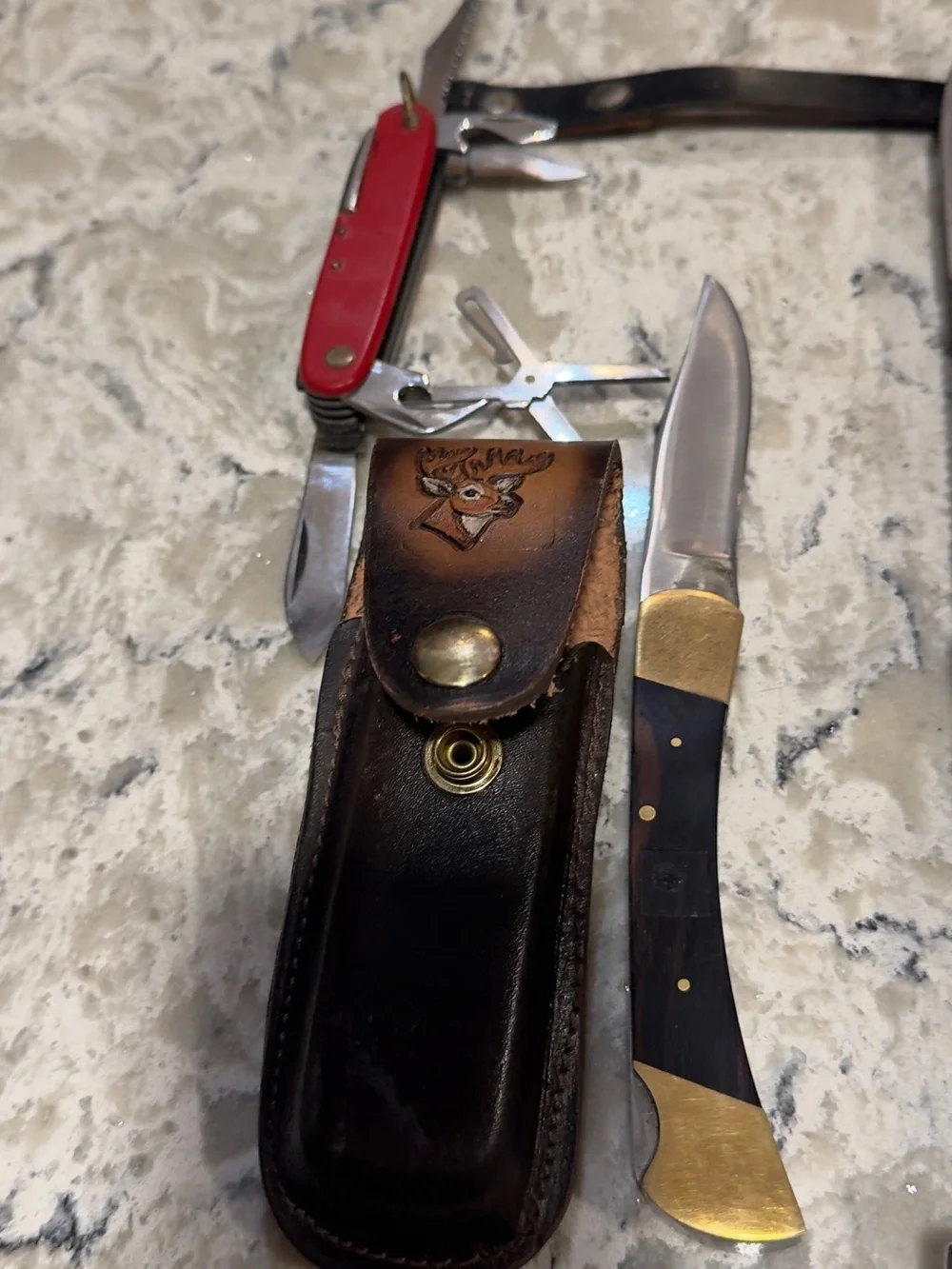 Black Leather Survival Knife with Sheath - Unbranded 3 knives